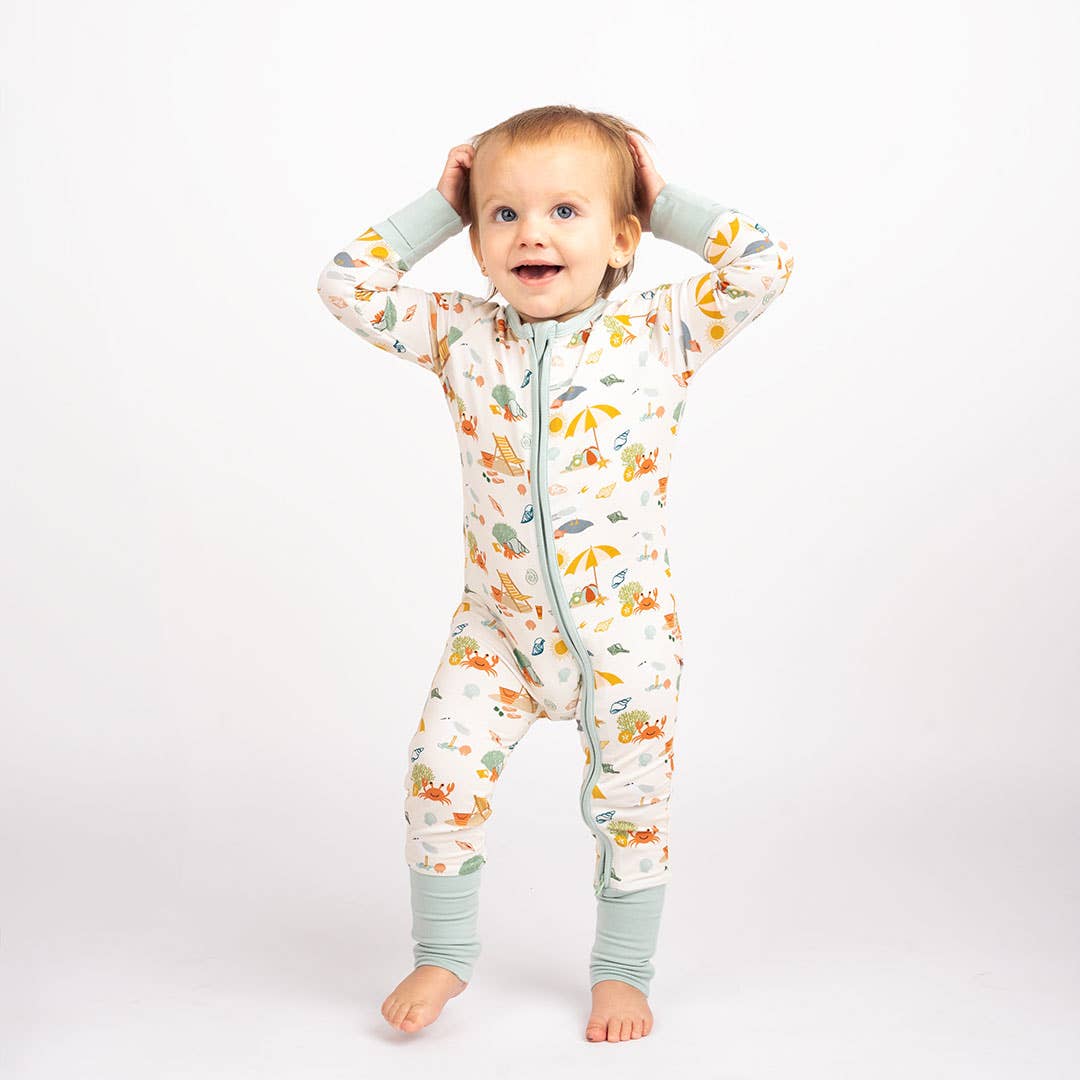 Beach Day Summer Convertible Sleeper Bamboo Baby Pajamas