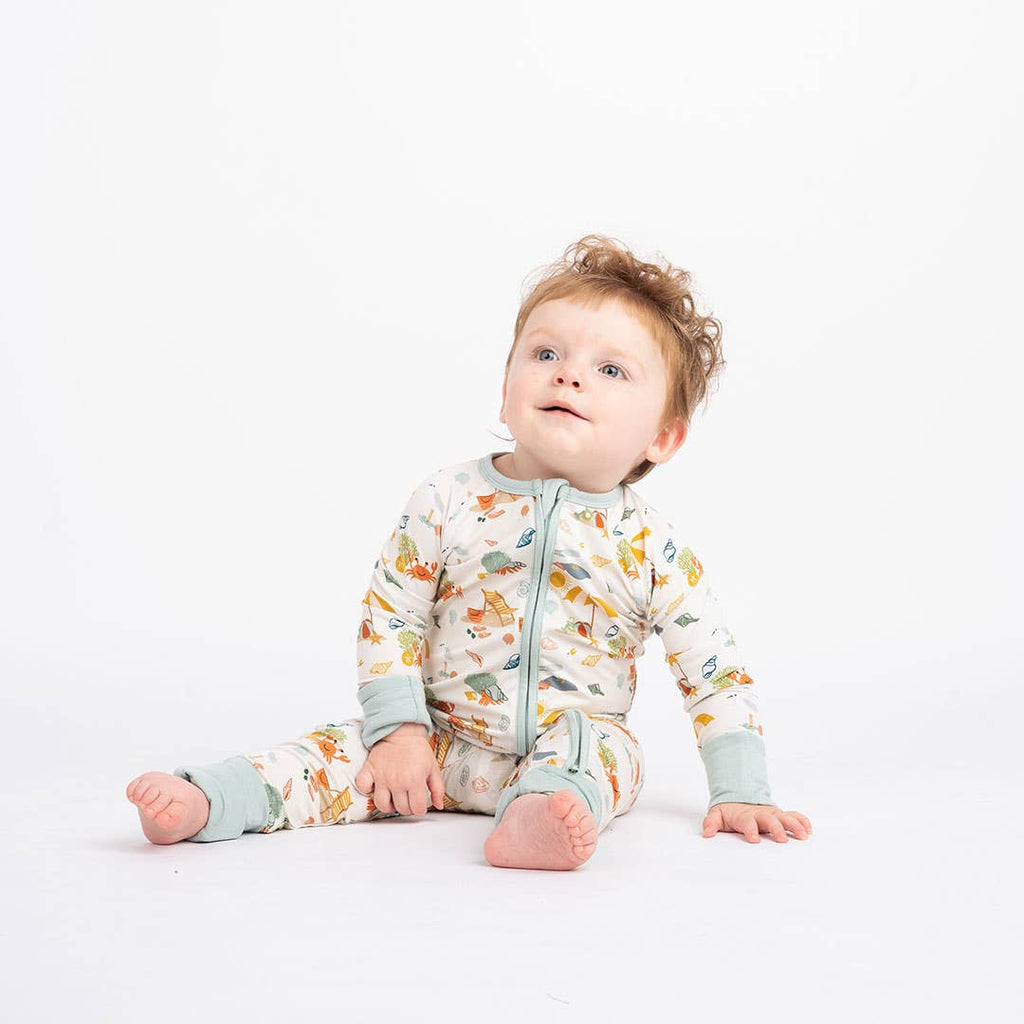 Beach Day Summer Convertible Sleeper Bamboo Baby Pajamas